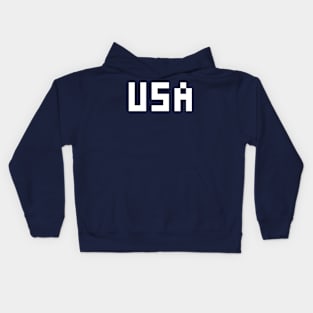 Pixel USA White Letters Blue Kids Hoodie